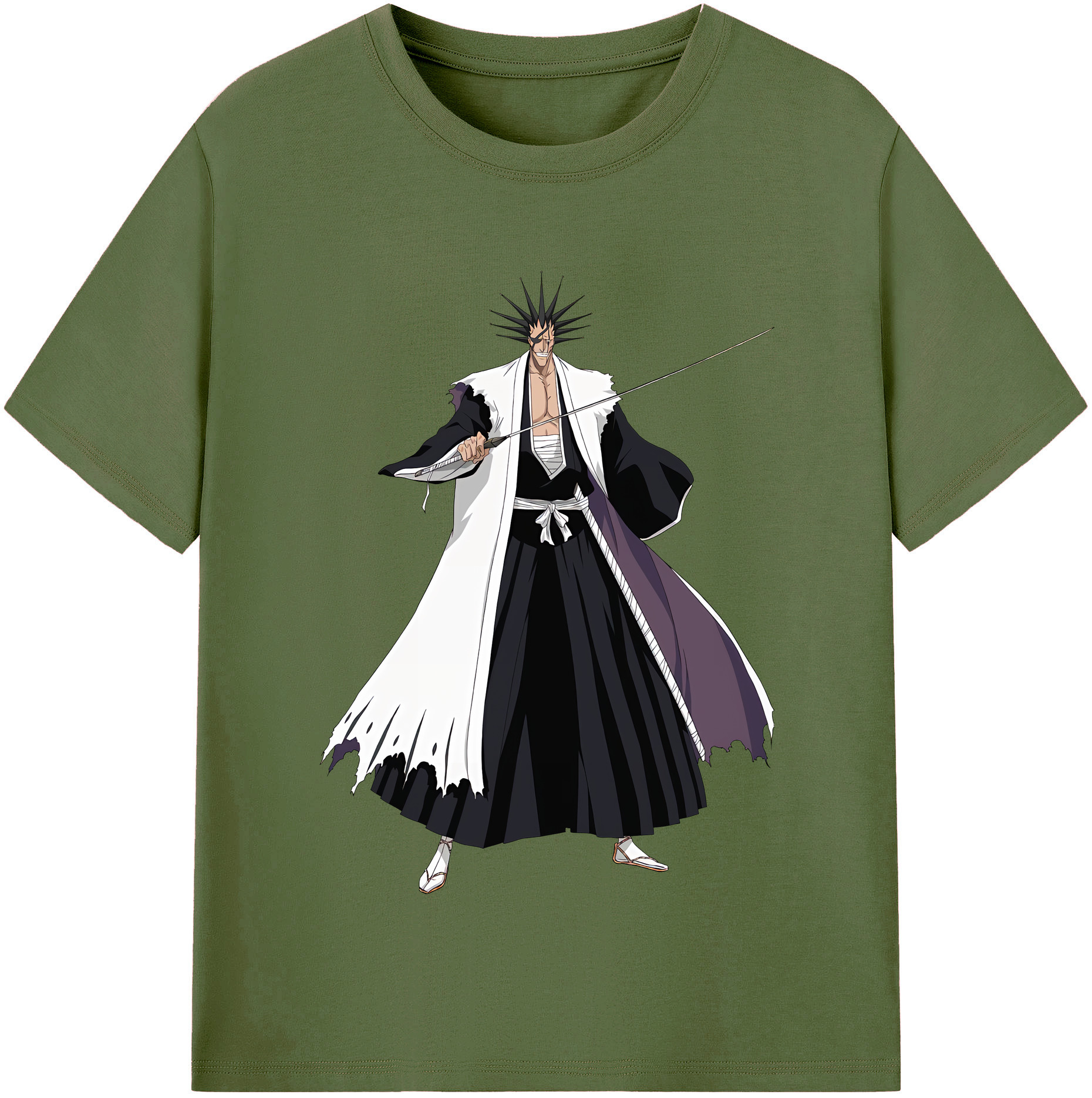 （画像用） ブリーチ ざらき けんぱち BLEACH Zaraki Kenpachi 綿100％半袖Tシャツ（フロントプリント）
